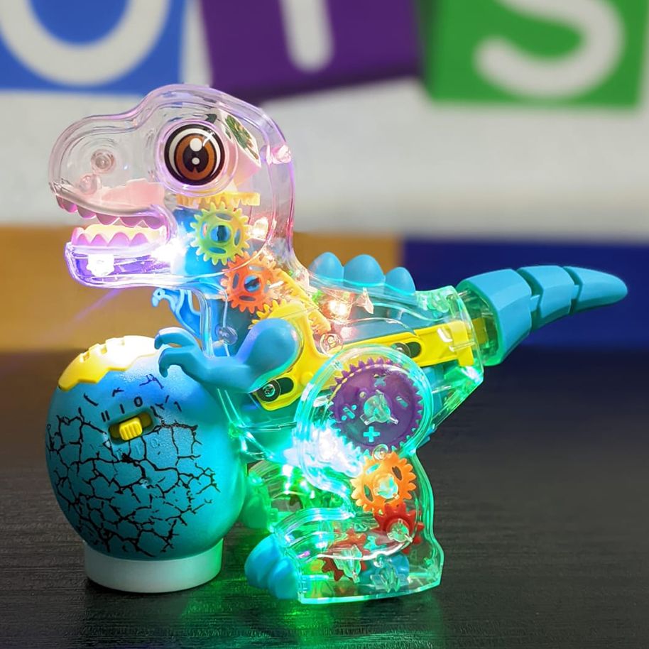 Electric Transparent Gear Dinosaur Toy Model Music Luminous Universal Walking Tyrannosaurus Rex Electronic Pets for Kids Gifts